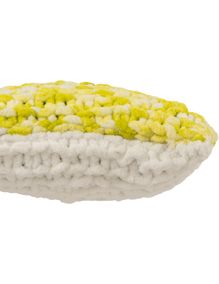 Coussin Tricot douceur Carré 50x50 en Tissu Vert Blanc Motif tricoté Knitty - 3