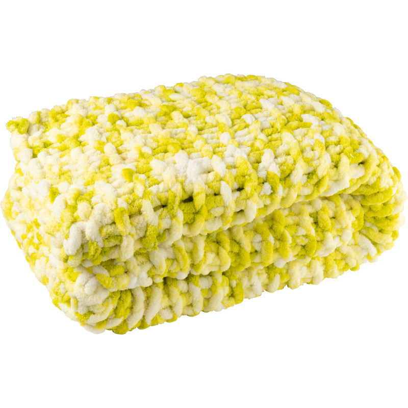 Plaid Tricot chaud 130x170 en Tissu Vert Blanc Motif tricoté Knitty - 1