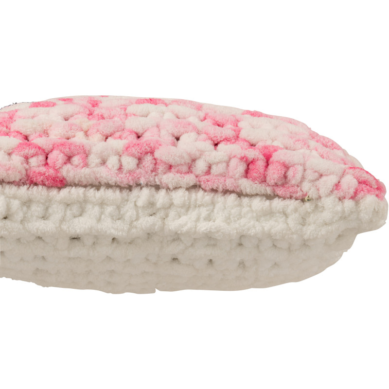Coussin Tricot douceur Carré 50x50 en Tissu Rose Blanc Motif tricoté Knitty - 3