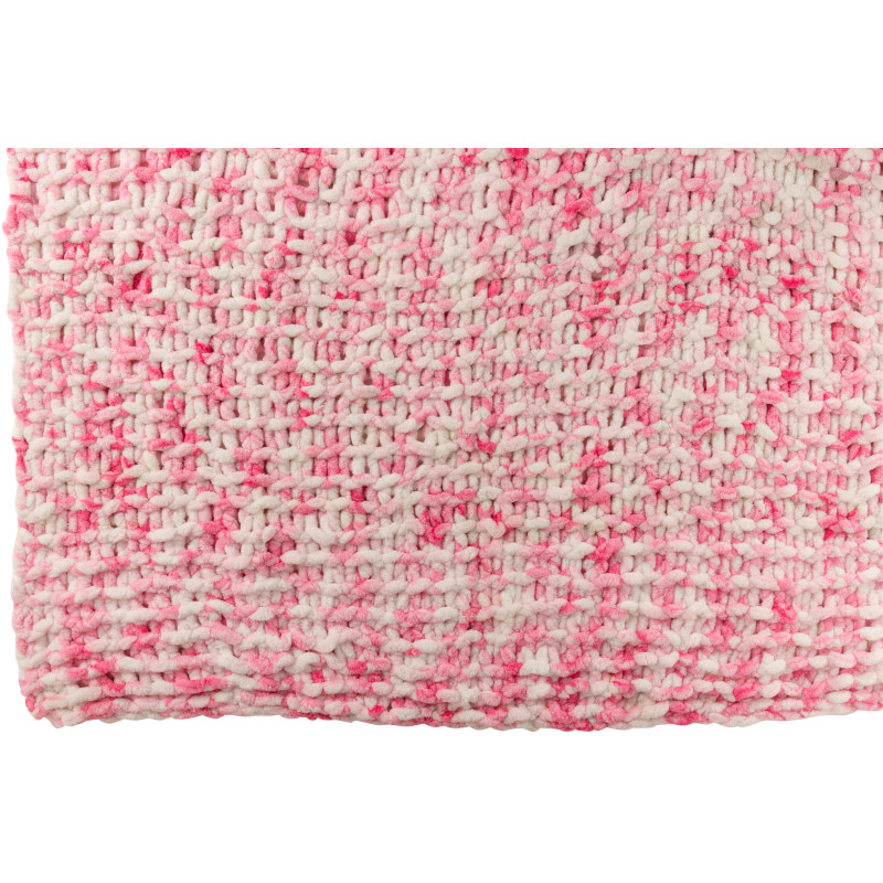 Plaid Tricot chaud 130x170 en Tissu Rose Blanc Motif tricoté Knitty - 2