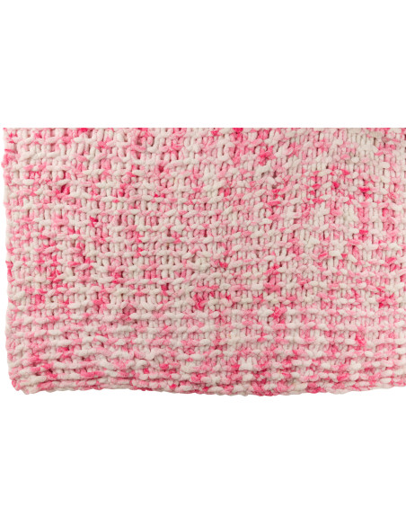 Plaid Tricot chaud 130x170 en Tissu Rose Blanc Motif tricoté Knitty - 2