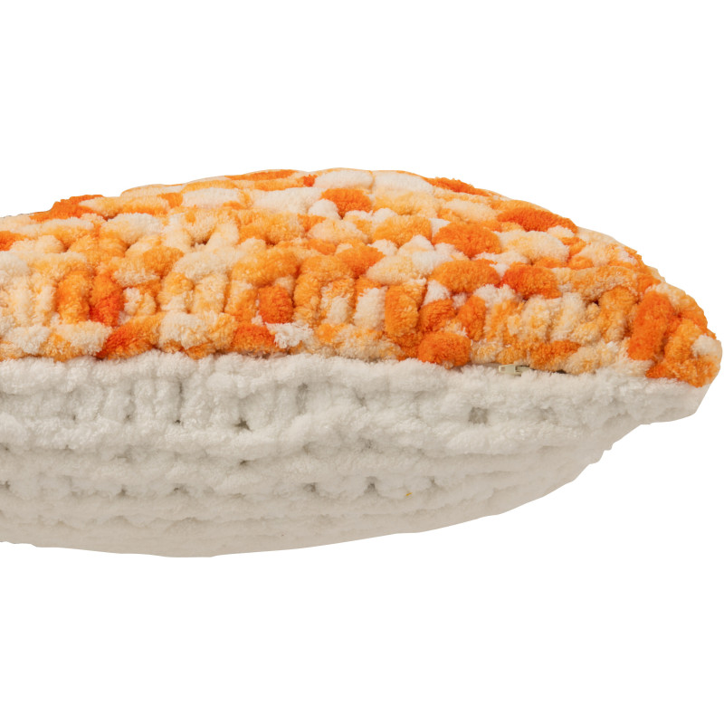 Coussin Tricot douceur Carré 50x50 en Tissu Orange Blanc Motif tricoté Knitty - 3