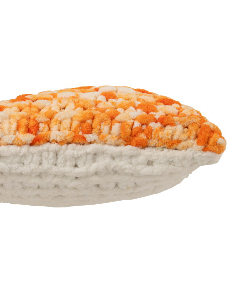 Coussin Tricot douceur Carré 50x50 en Tissu Orange Blanc Motif tricoté Knitty - 3