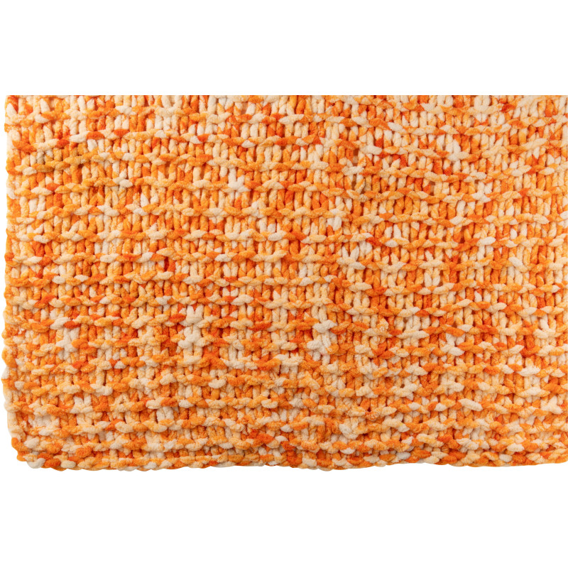 Plaid Tricot chaud 130x170 en Tissu Orange Blanc Motif tricoté Knitty - 2