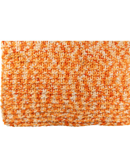 Plaid Tricot chaud 130x170 en Tissu Orange Blanc Motif tricoté Knitty - 2
