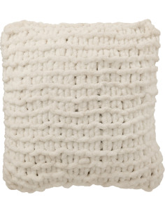 Coussin Tricot douceur Carré 50x50 en Tissu Blanc Motif tricoté Knitty - 1