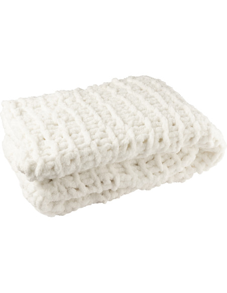 Plaid Tricot chaud 130x170 en Tissu Blanc Motif tricoté Knitty - 1
