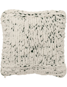 Coussin Tricot douceur Carré 50x50 en Tissu Blanc Vert foncé Motif tricoté Knitty - 1
