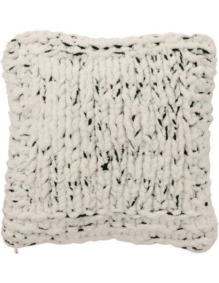 Coussin Tricot douceur Carré 50x50 en Tissu Blanc Vert foncé Motif tricoté Knitty - 1