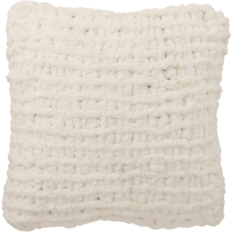 Coussin Tricot douceur Carré 50x50 en Tissu Blanc Vert foncé Motif tricoté Knitty - 2
