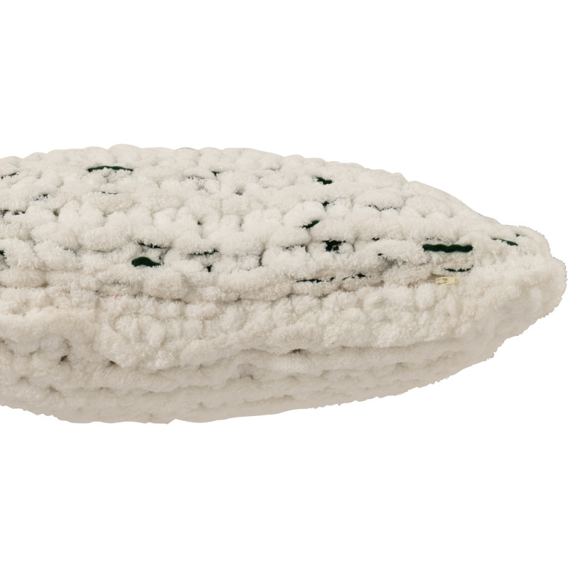 Coussin Tricot douceur Carré 50x50 en Tissu Blanc Vert foncé Motif tricoté Knitty - 3