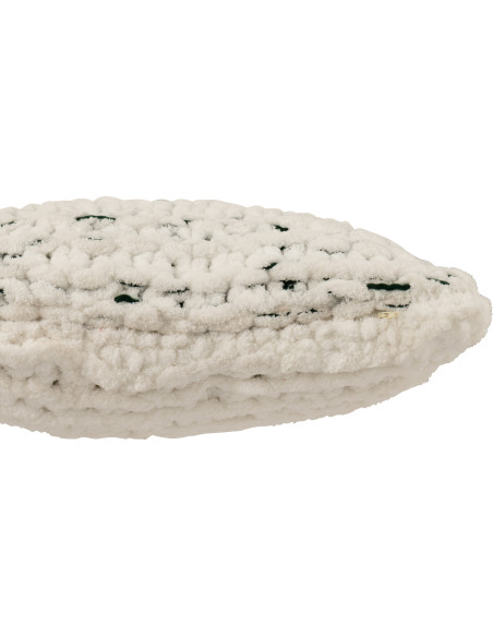 Coussin Tricot douceur Carré 50x50 en Tissu Blanc Vert foncé Motif tricoté Knitty - 3