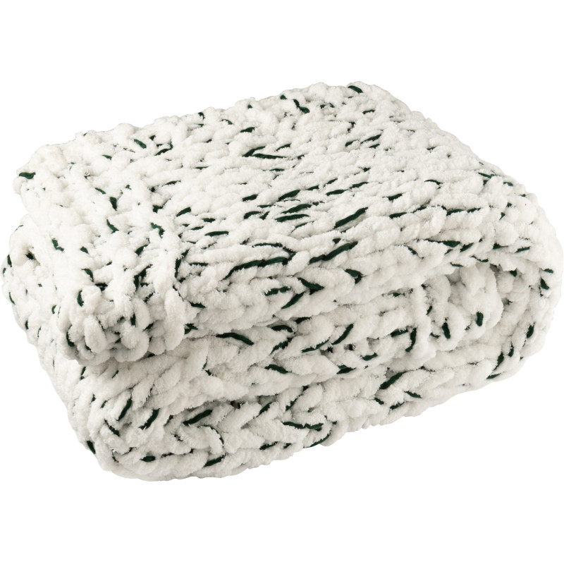 Plaid Tricot chaud 130x170 en Tissu Blanc Vert foncé Motif tricoté Knitty - 1