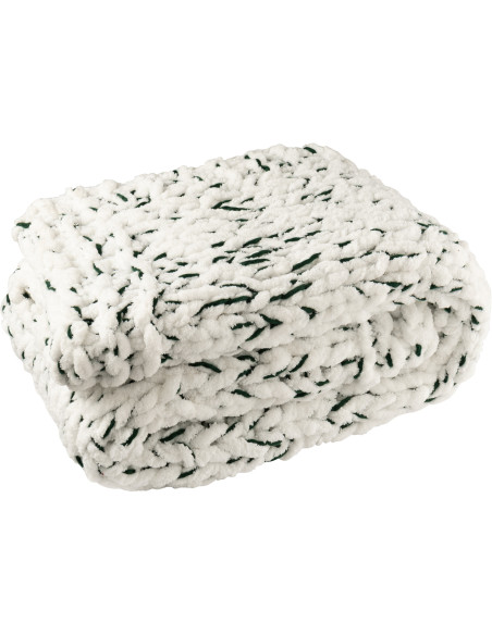 Plaid Tricot chaud 130x170 en Tissu Blanc Vert foncé Motif tricoté Knitty - 1