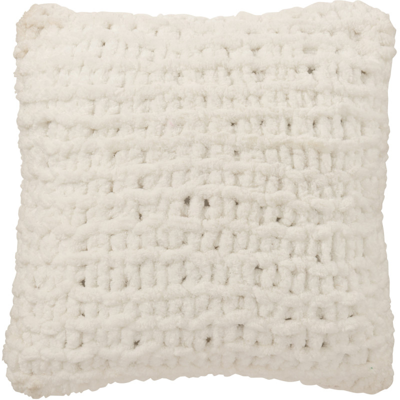 Coussin Tricot douceur Carré 50x50 en Tissu Blanc Rouge Motif tricoté Knitty - 2