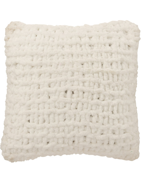 Coussin Tricot douceur Carré 50x50 en Tissu Blanc Rouge Motif tricoté Knitty - 2