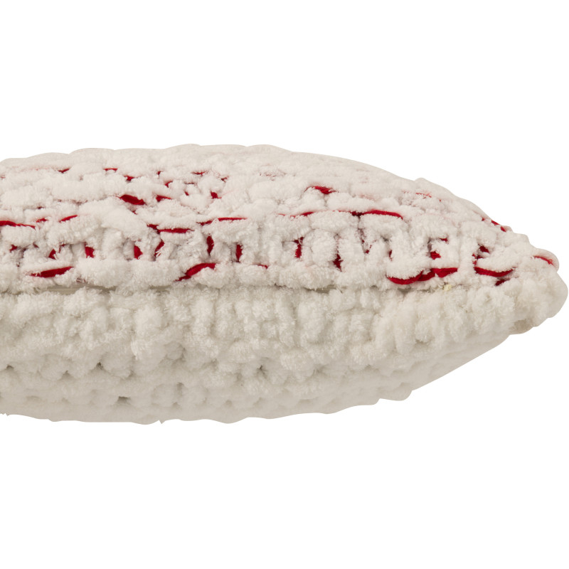 Coussin Tricot douceur Carré 50x50 en Tissu Blanc Rouge Motif tricoté Knitty - 3