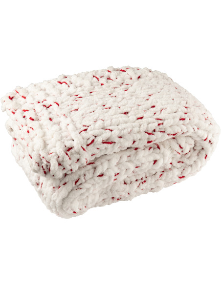 Plaid Tricot chaud 130x170 en Tissu Blanc Rouge Motif tricoté Knitty - 1