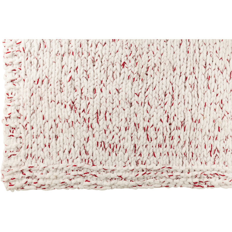 Plaid Tricot chaud 130x170 en Tissu Blanc Rouge Motif tricoté Knitty - 2