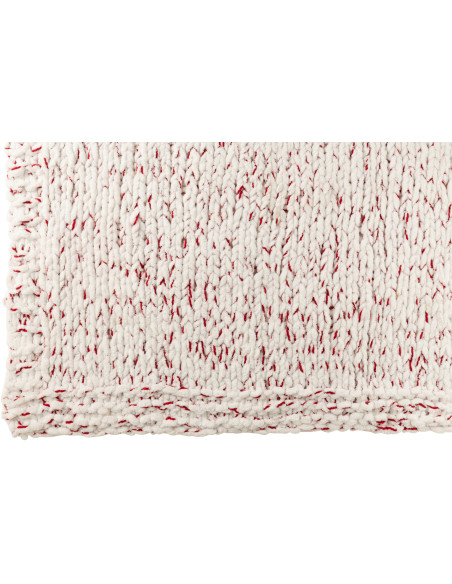 Plaid Tricot chaud 130x170 en Tissu Blanc Rouge Motif tricoté Knitty - 2