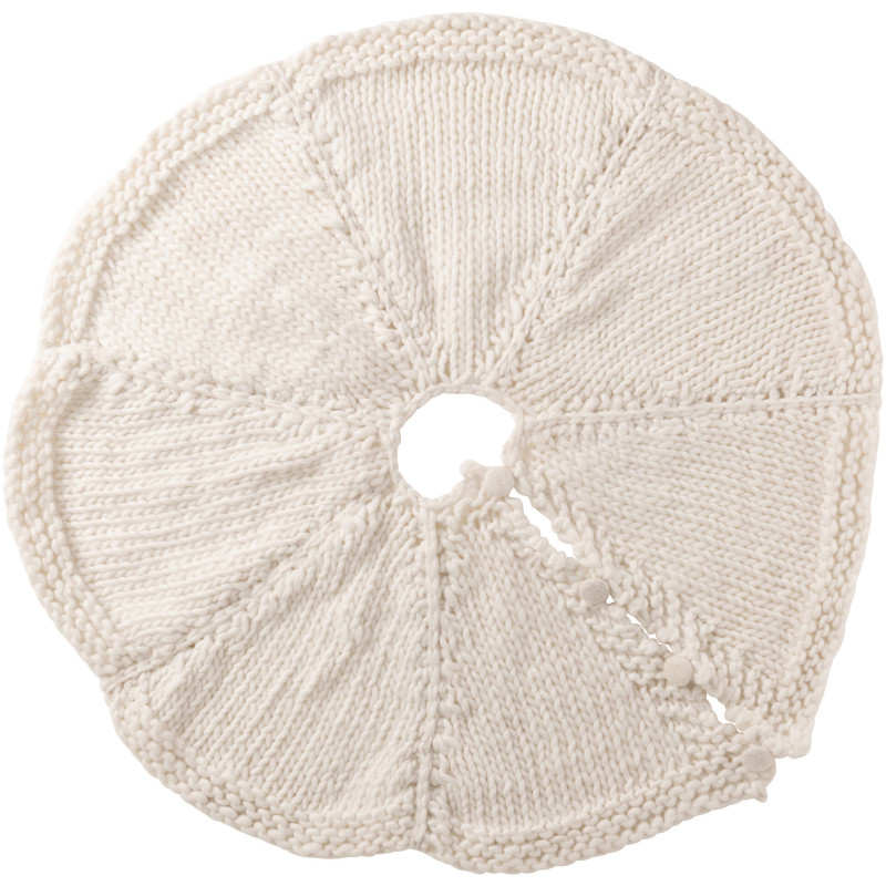 Grande Jupe de sapin cache pied Ronde 90x90 en Tissu Blanc Tricoté Frimora - 1