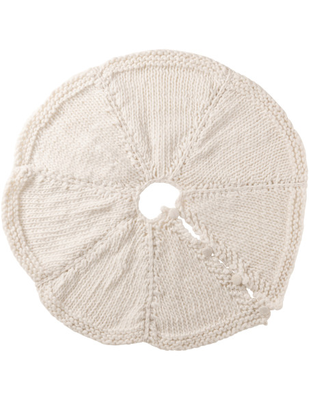 Grande Jupe de sapin cache pied Ronde 90x90 en Tissu Blanc Tricoté Frimora - 1