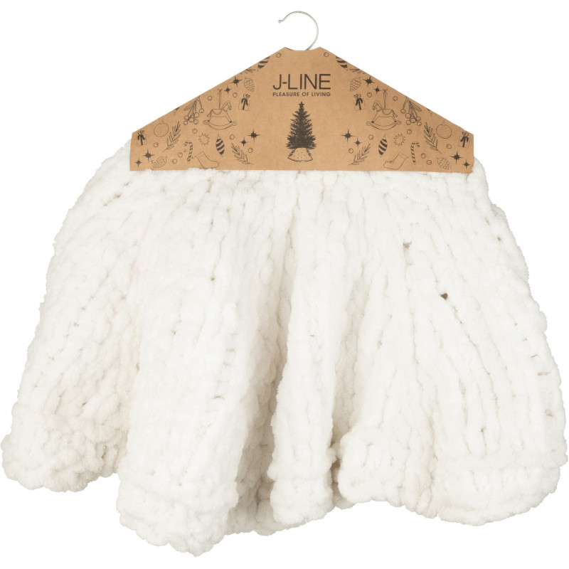 Grande Jupe de sapin cache pied Ronde 90x90 en Tissu Blanc Tricoté Frimora - 2