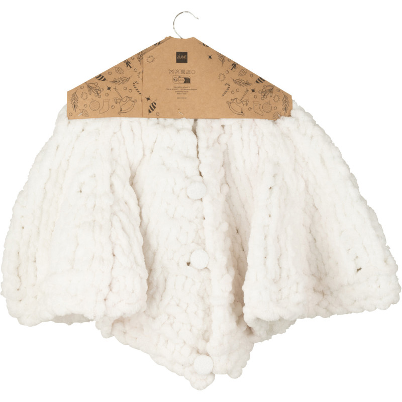 Grande Jupe de sapin cache pied Ronde 90x90 en Tissu Blanc Tricoté Frimora - 3