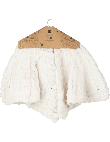 Grande Jupe de sapin cache pied Ronde 90x90 en Tissu Blanc Tricoté Frimora - 3