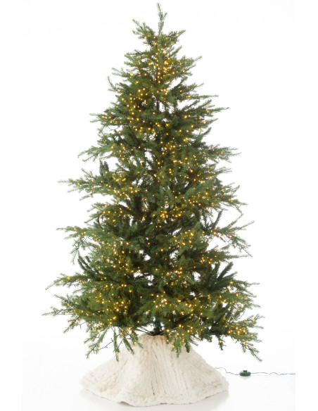 Grande Jupe de sapin cache pied Ronde 90x90 en Tissu Blanc Tricoté Frimora - 4