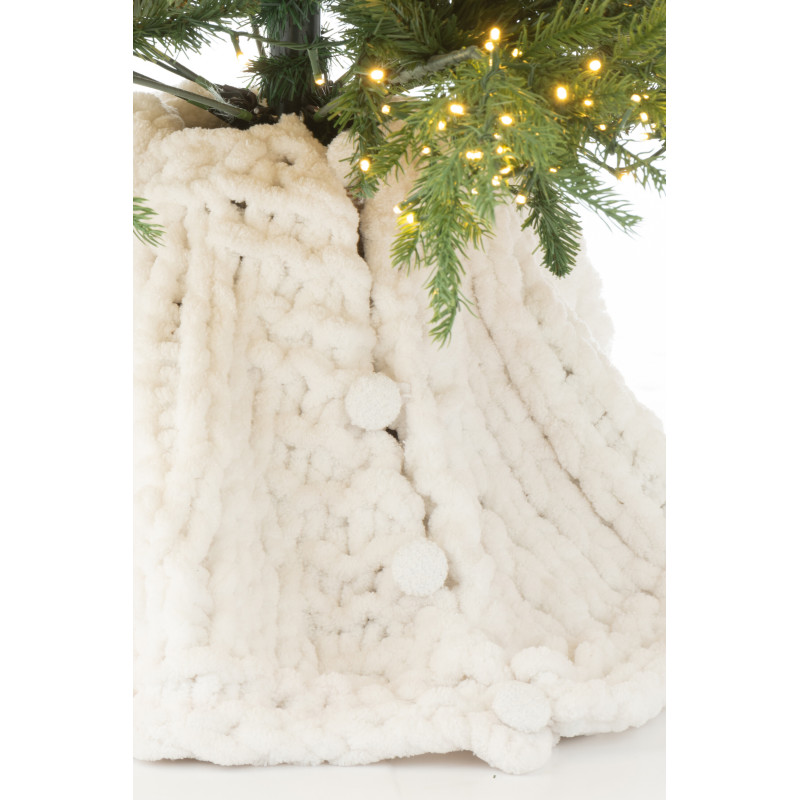 Grande Jupe de sapin cache pied Ronde 90x90 en Tissu Blanc Tricoté Frimora - 6