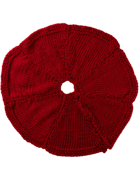 Grande Jupe de sapin cache pied Ronde 90x90 en Tissu Rouge Tricoté Frimora - 1
