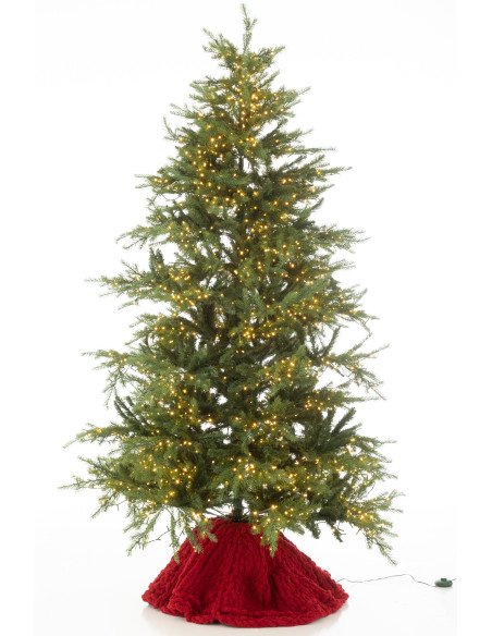 Grande Jupe de sapin cache pied Ronde 90x90 en Tissu Rouge Tricoté Frimora - 4