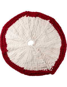 Grande Jupe de sapin cache pied Ronde 90x90 en Tissu Blanc Rouge Tricoté Frimora - 1