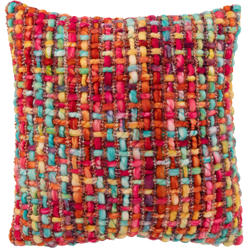 Coussin épais Tricot Carré 50x50 en Acrylique Multicolore Tricoté Douffra - 1