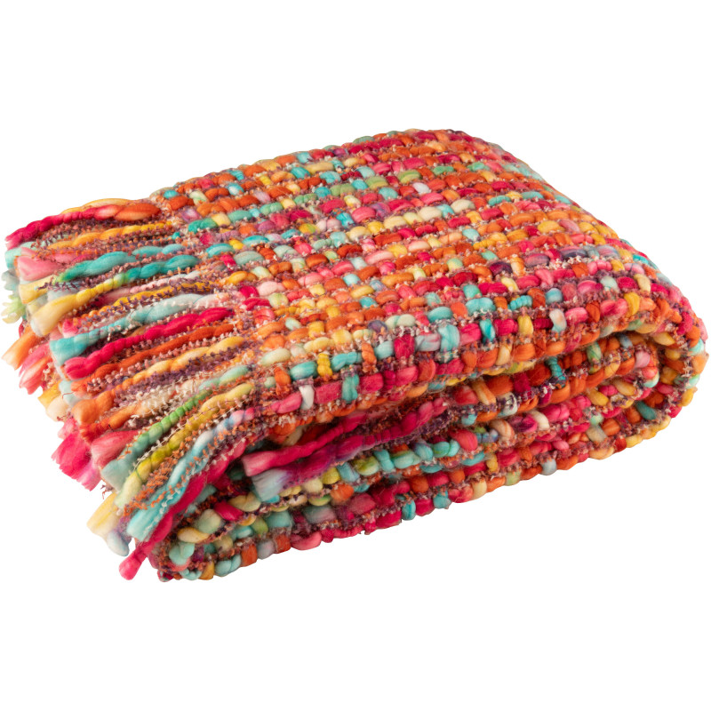 Gros Plaid épais Tricot 130x170 en Acrylique Multicolore Tricoté Douffra - 1