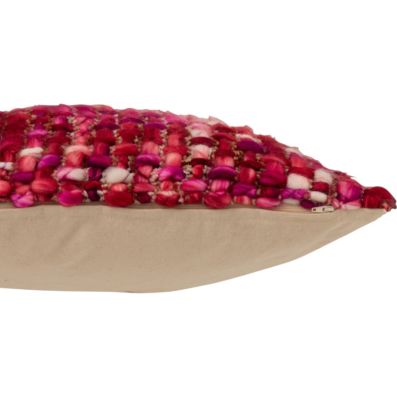 Coussin épais Tricot Carré 50x50 en Acrylique Rose foncé Tricoté Douffra - 3