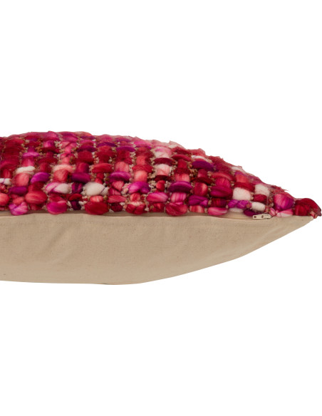 Coussin épais Tricot Carré 50x50 en Acrylique Rose foncé Tricoté Douffra - 3