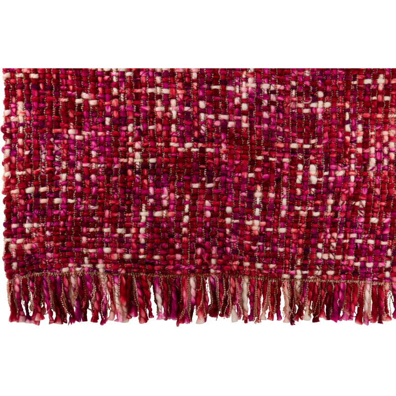 Gros Plaid épais Tricot 130x170 en Acrylique Rose foncé Tricoté Douffra - 2