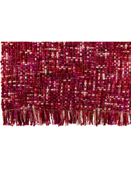 Gros Plaid épais Tricot 130x170 en Acrylique Rose foncé Tricoté Douffra - 2