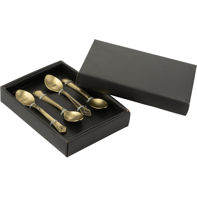 Coffret 4 petites cuillères à dessert Pretty Sympa Cute Curious en Laiton Doré Singulis - 2