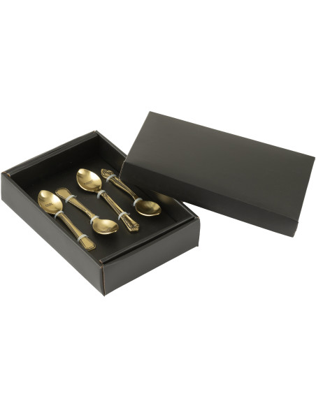 Coffret 4 petites cuillères à dessert Cool Caring Funny Lovely en Laiton Doré Singulis - 2