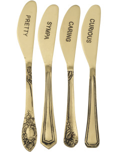 Coffret 4 petits couteaux à dessert Pretty Sympa Caring Curious en Laiton Doré Singulis - 1