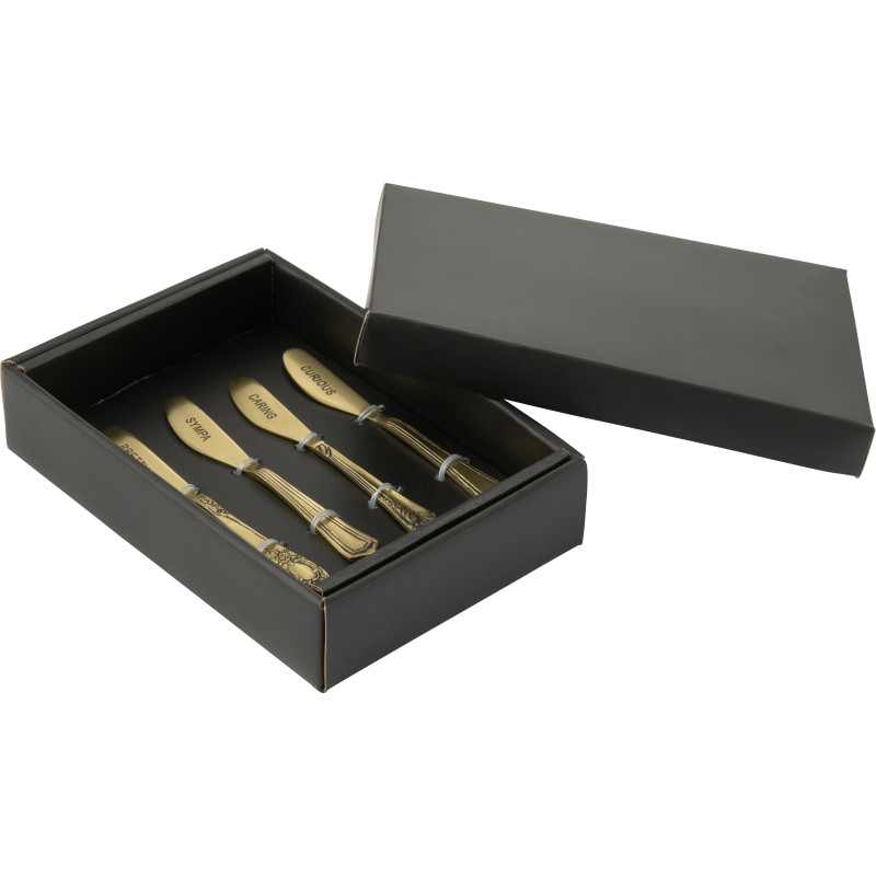 Coffret 4 petits couteaux à dessert Pretty Sympa Caring Curious en Laiton Doré Singulis - 2