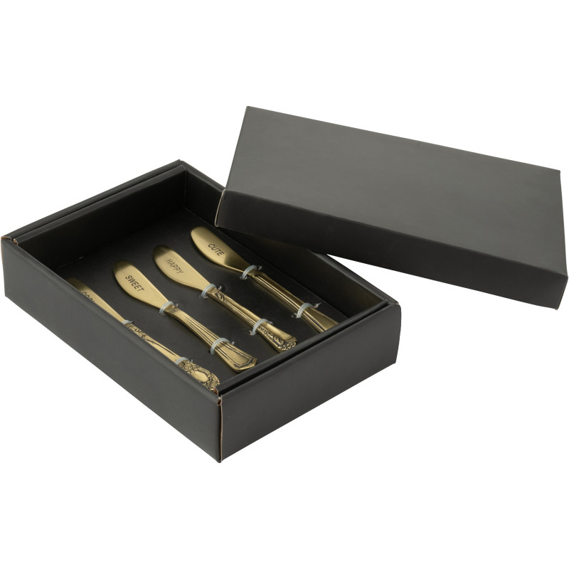 Coffret 4 petits couteaux à dessert Cool Sweet happy Cute en Laiton Doré Singulis - 2