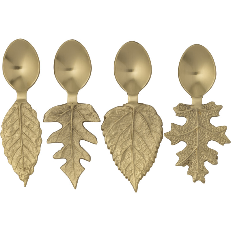 Coffret 4 petites cuillères originales Feuilles en Acier inoxydable Doré Botanio - 1
