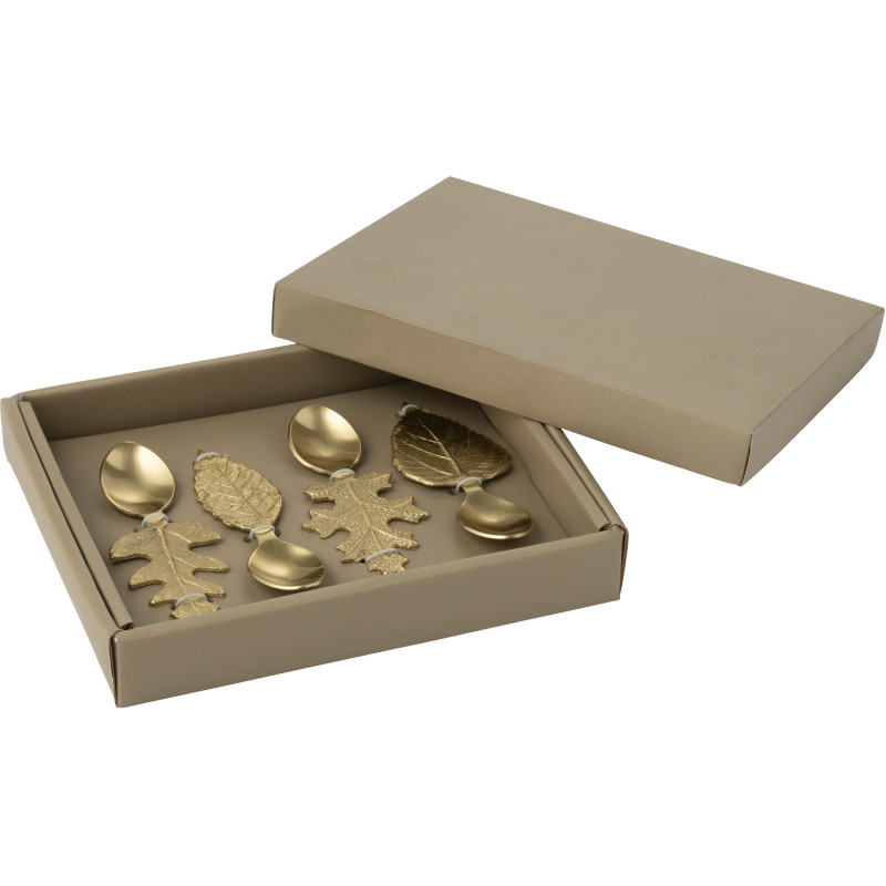 Coffret 4 petites cuillères originales Feuilles en Acier inoxydable Doré Botanio - 3