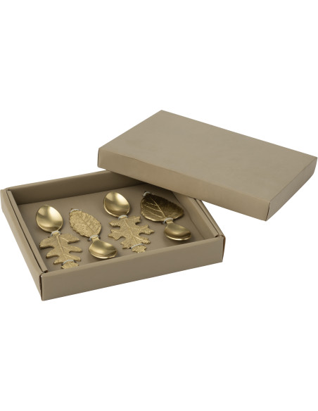 Coffret 4 petites cuillères originales Feuilles en Acier inoxydable Doré Botanio - 3