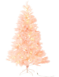 Grand Sapin de Noël lumineux original Pampa Hauteur 210 cm en Métal Rose clair Plumina - 1