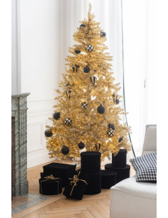Grand Sapin de Noël artificiel Hauteur 210 cm en Plastique Doré Feorio - 2